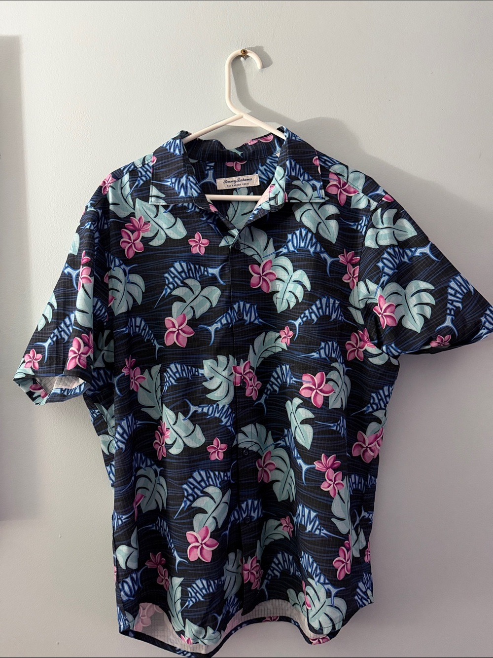 Tommy Bahama Navy Floral Short-Sleeve Camp Shirt